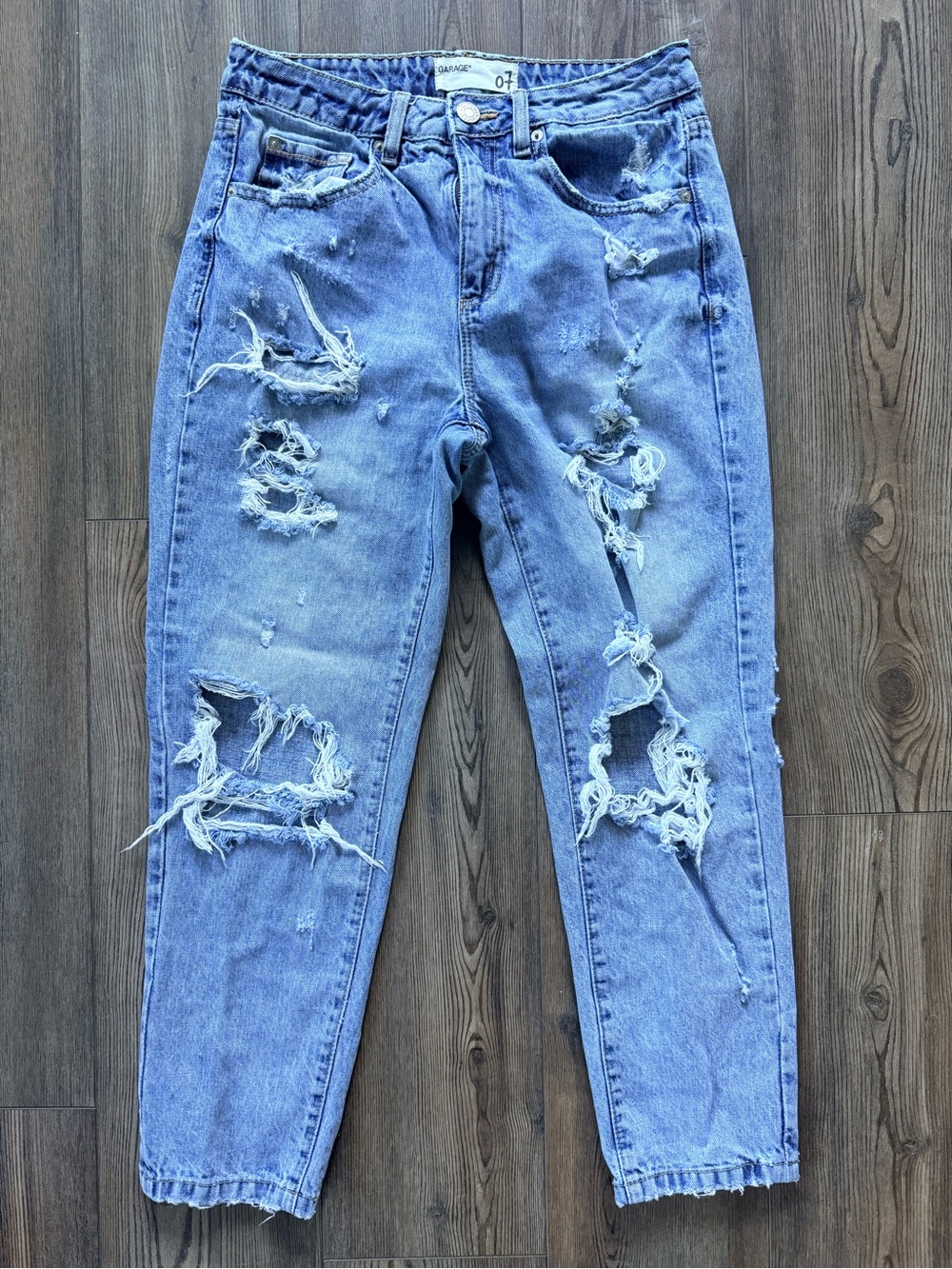 Garage Light Blue Distressed Boyfriend Jeans